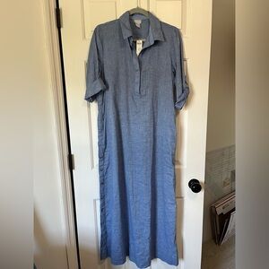 Chico's Blue Linen Blend Casual, Resort Wear, Garden Party Dress